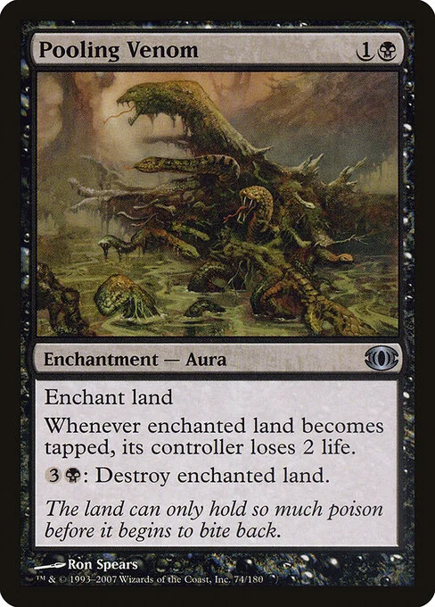 Pooling Venom, carta Magic di tipo Enchantment — Aura illustrata da Ron Spears
