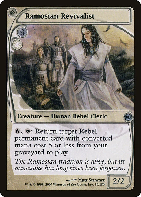 Ramosian Revivalist, carta Magic di tipo Creature — Human Rebel Cleric illustrata da Matt Stewart