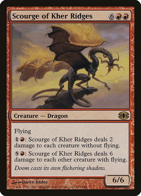 Scourge of Kher Ridges, carta Magic di tipo Creature — Dragon illustrata da Daren Bader