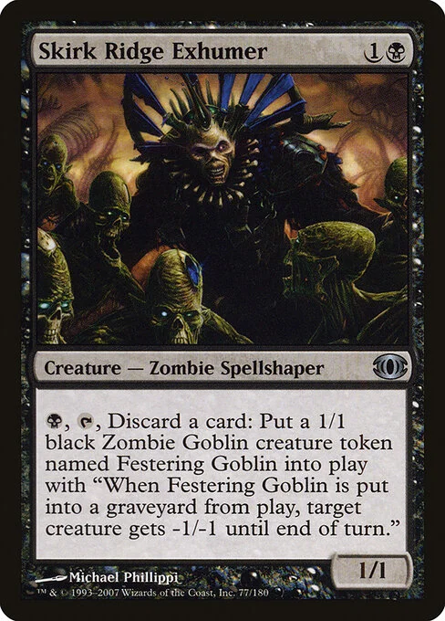 Skirk Ridge Exhumer, carta Magic di tipo Creature — Zombie Spellshaper illustrata da Michael Phillippi