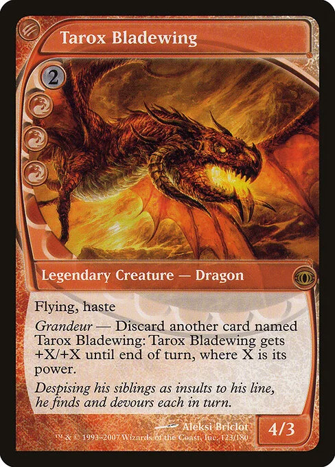 Tarox Bladewing, carta Magic di tipo Legendary Creature — Dragon illustrata da Aleksi Briclot