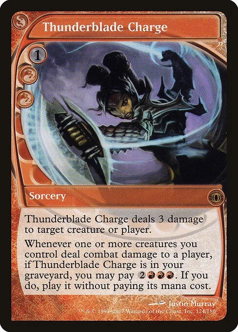 Thunderblade Charge, carta Magic di tipo Sorcery illustrata da Justin Murray