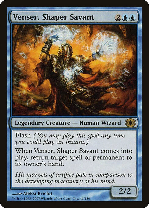 Venser, Shaper Savant, carta Magic di tipo Legendary Creature — Human Wizard illustrata da Aleksi Briclot