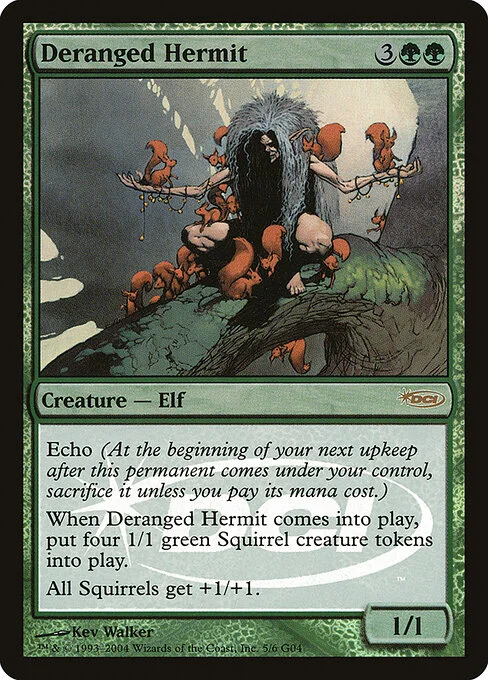 Deranged Hermit, carta Magic di tipo Creature — Elf illustrata da Kev Walker
