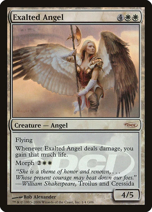 Exalted Angel, carta Magic di tipo Creature — Angel illustrata da Rob Alexander