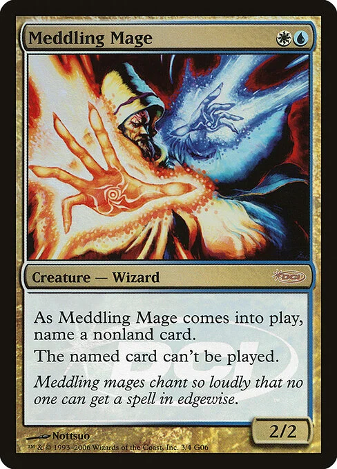 Meddling Mage, carta Magic di tipo Creature — Human Wizard illustrata da Nottsuo