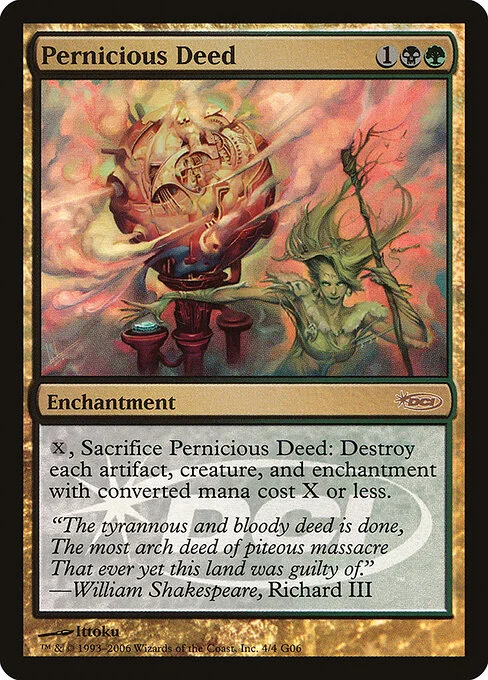 Pernicious Deed, carta Magic di tipo Enchantment illustrata da Ittoku