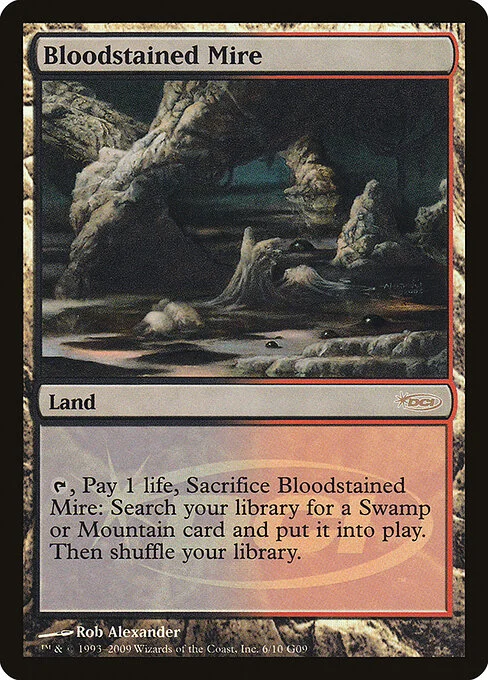 Bloodstained Mire, carta Magic di tipo Land illustrata da Rob Alexander