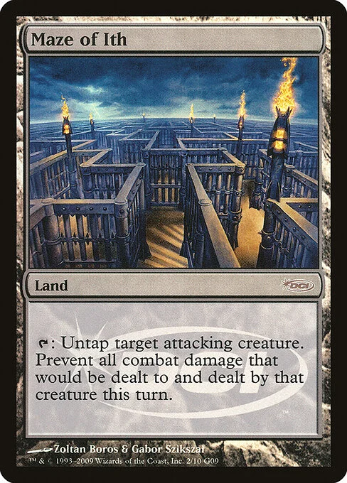 Maze of Ith, carta Magic di tipo Land illustrata da Zoltan Boros & Gabor Szikszai