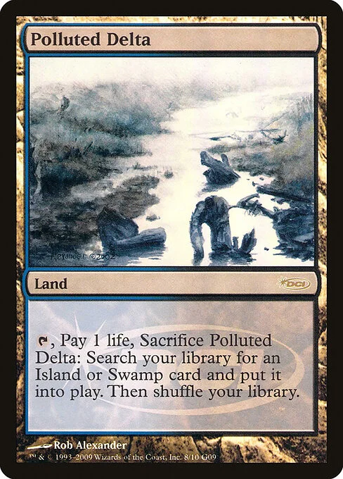 Polluted Delta, carta Magic di tipo Land illustrata da Rob Alexander