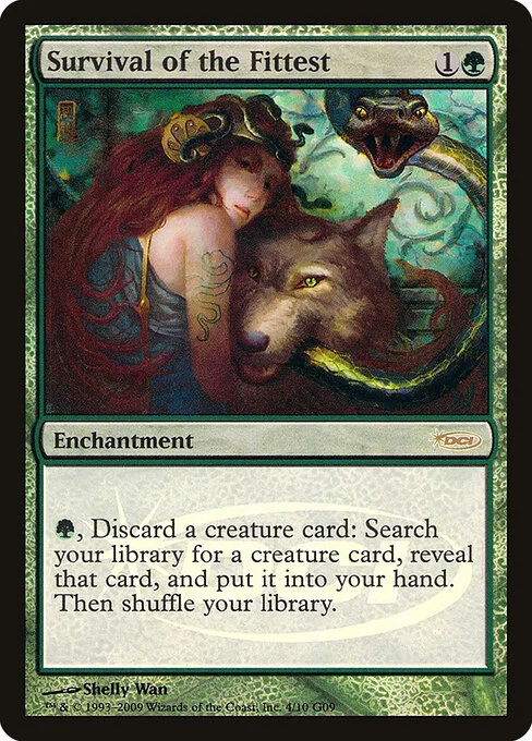 Survival of the Fittest, carta Magic di tipo Enchantment illustrata da Shelly Wan