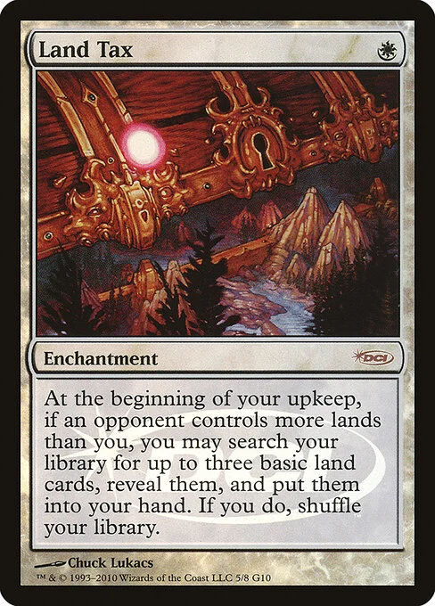 Land Tax, carta Magic di tipo Enchantment illustrata da Chuck Lukacs