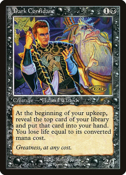 Dark Confidant, carta Magic di tipo Creature — Human Wizard illustrata da Ron Spears