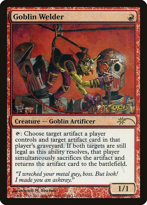 Goblin Welder, carta Magic di tipo Creature — Goblin Artificer illustrata da Scott M. Fischer