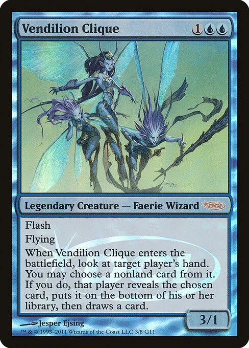 Vendilion Clique, carta Magic di tipo Legendary Creature — Faerie Wizard illustrata da Jesper Ejsing