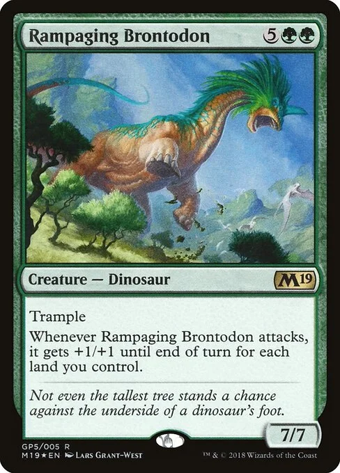 Rampaging Brontodon, carta Magic di tipo Creature — Dinosaur illustrata da Lars Grant-West