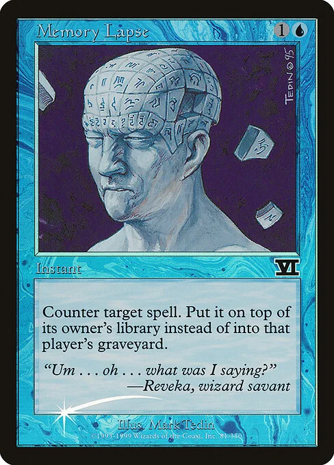 Memory Lapse, carta Magic di tipo Instant illustrata da Mark Tedin