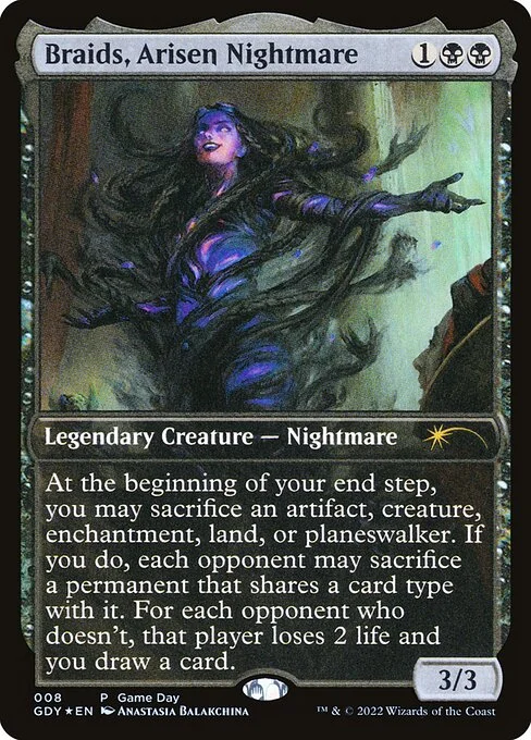 Braids, Arisen Nightmare, carta Magic di tipo Legendary Creature — Nightmare illustrata da Anastasia Balakchina