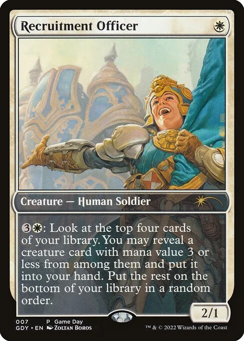 Recruitment Officer, carta Magic di tipo Creature — Human Soldier illustrata da Zoltan Boros