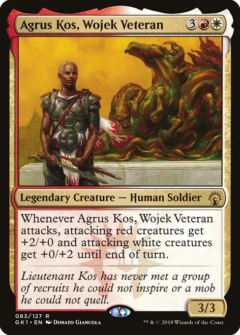 Agrus Kos, Wojek Veteran, carta Magic di tipo Legendary Creature — Human Soldier illustrata da Donato Giancola
