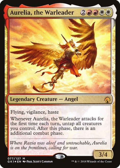 Aurelia, the Warleader, carta Magic di tipo Legendary Creature — Angel illustrata da Paul Scott Canavan