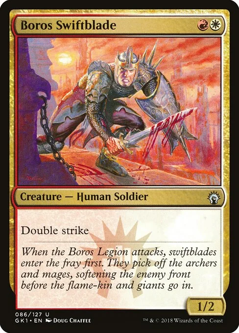 Boros Swiftblade, carta Magic di tipo Creature — Human Soldier illustrata da Doug Chaffee