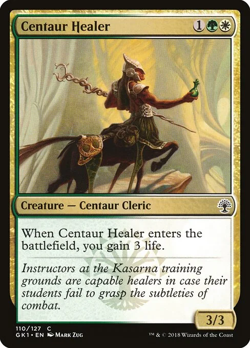 Centaur Healer, carta Magic di tipo Creature — Centaur Cleric illustrata da Mark Zug