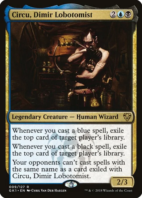 Circu, Dimir Lobotomist, carta Magic di tipo Legendary Creature — Human Wizard illustrata da Cyril Van Der Haegen