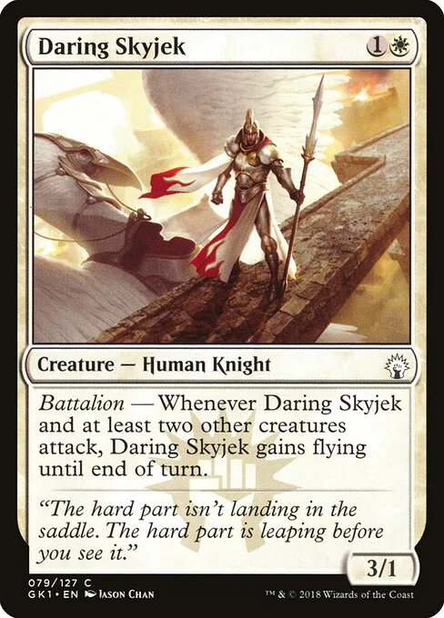 Daring Skyjek, carta Magic di tipo Creature — Human Knight illustrata da Jason Chan