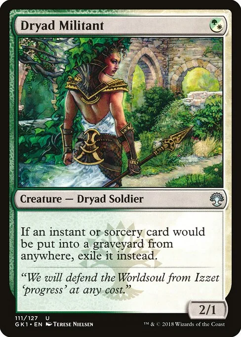 Dryad Militant, carta Magic di tipo Creature — Dryad Soldier illustrata da Terese Nielsen