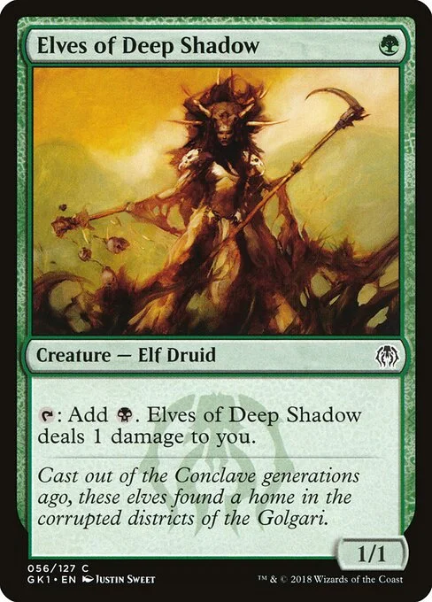 Elves of Deep Shadow, carta Magic di tipo Creature — Elf Druid illustrata da Justin Sweet
