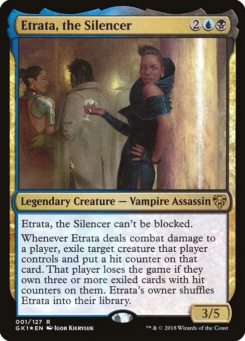 Etrata, the Silencer, carta Magic di tipo Legendary Creature — Vampire Assassin illustrata da Igor Kieryluk