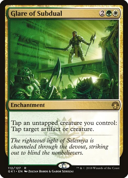 Glare of Subdual, carta Magic di tipo Enchantment illustrata da Zoltan Boros & Gabor Szikszai