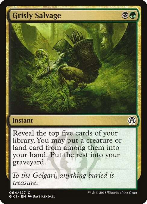 Grisly Salvage, carta Magic di tipo Instant illustrata da Dave Kendall