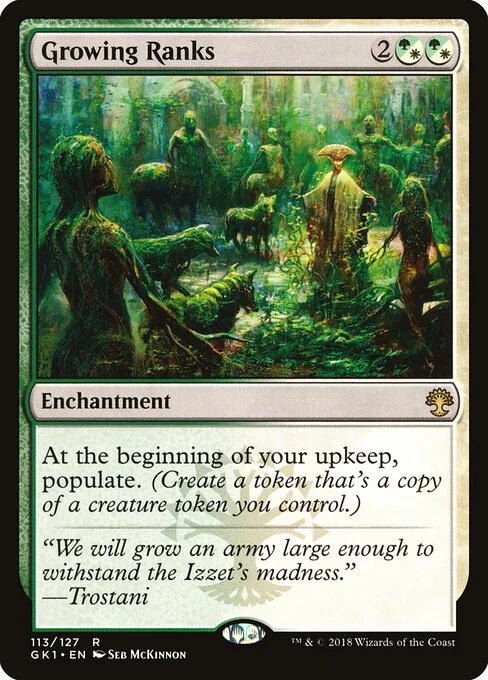 Growing Ranks, carta Magic di tipo Enchantment illustrata da Seb McKinnon