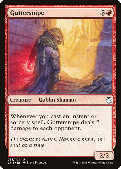 Guttersnipe, carta Magic di tipo Creature — Goblin Shaman illustrata da Steve Prescott