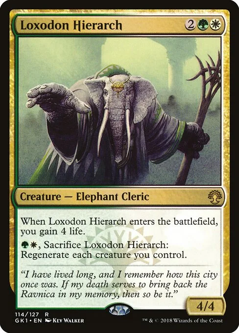 Loxodon Hierarch, carta Magic di tipo Creature — Elephant Cleric illustrata da Kev Walker