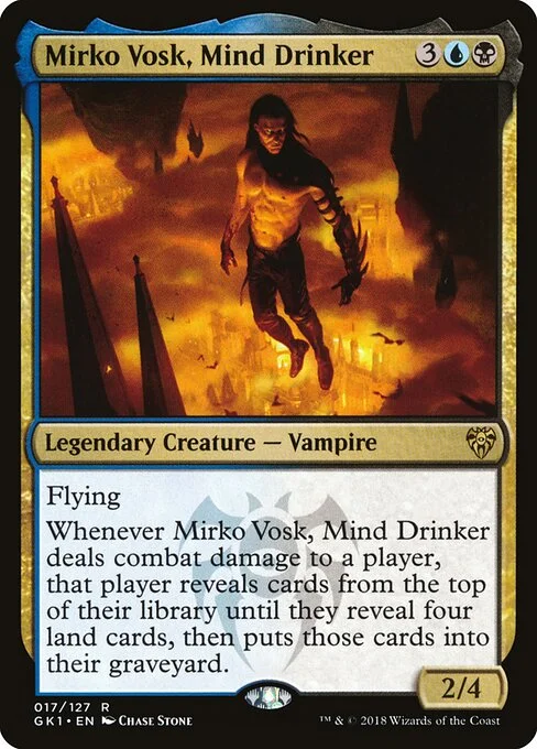 Mirko Vosk, Mind Drinker, carta Magic di tipo Legendary Creature — Vampire illustrata da Chase Stone