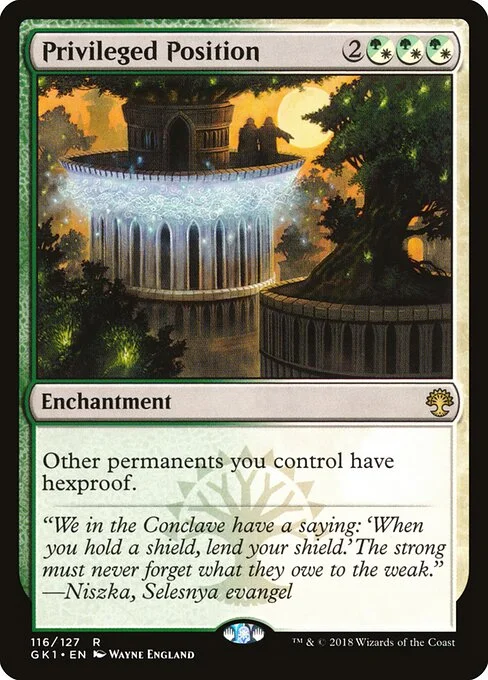 Privileged Position, carta Magic di tipo Enchantment illustrata da Wayne England