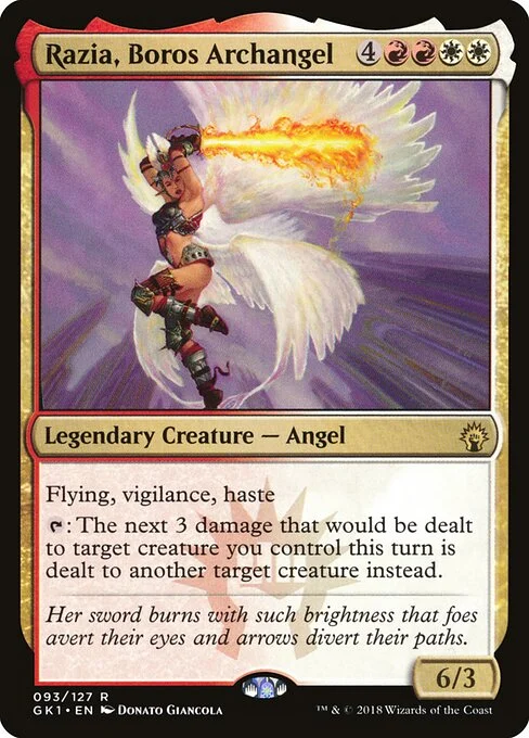 Razia, Boros Archangel, carta Magic di tipo Legendary Creature — Angel illustrata da Donato Giancola