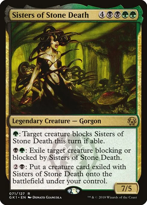 Sisters of Stone Death, carta Magic di tipo Legendary Creature — Gorgon illustrata da Donato Giancola