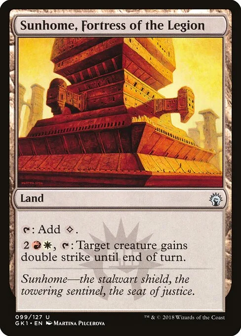 Sunhome, Fortress of the Legion, carta Magic di tipo Land illustrata da Martina Pilcerova