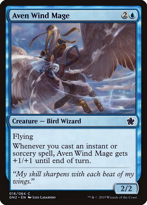 Aven Wind Mage, carta Magic di tipo Creature — Bird Wizard illustrata da Lius Lasahido