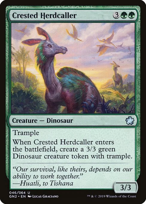 Crested Herdcaller, carta Magic di tipo Creature — Dinosaur illustrata da Lucas Graciano