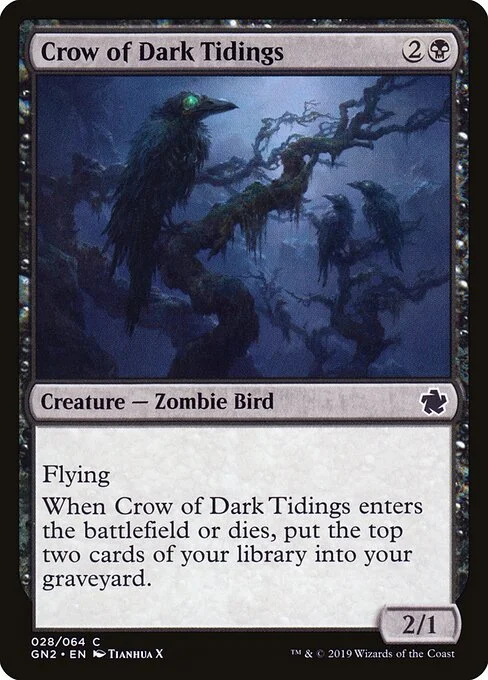 Crow of Dark Tidings, carta Magic di tipo Creature — Zombie Bird illustrata da Tianhua X