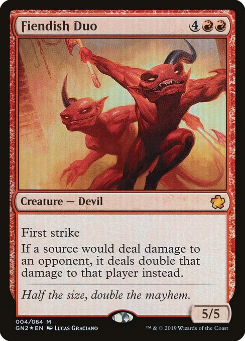 Fiendish Duo, carta Magic di tipo Creature — Devil illustrata da Lucas Graciano