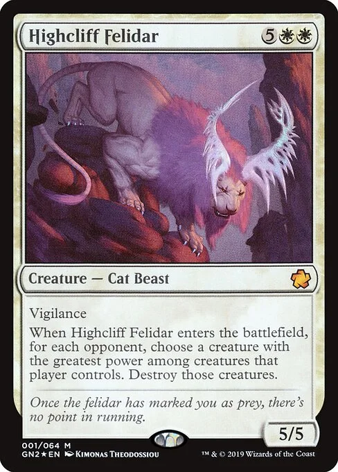 Highcliff Felidar, carta Magic di tipo Creature — Cat Beast illustrata da Kimonas Theodossiou