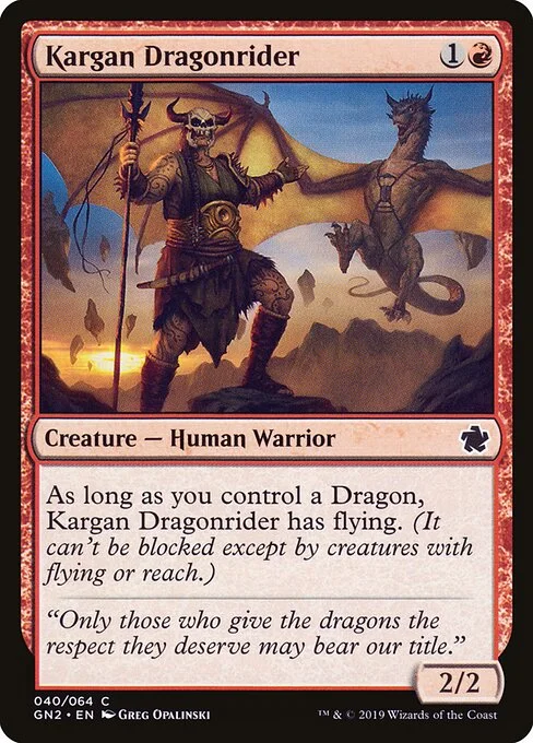 Kargan Dragonrider, carta Magic di tipo Creature — Human Warrior illustrata da Greg Opalinski