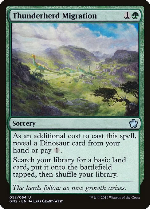 Thunderherd Migration, carta Magic di tipo Sorcery illustrata da Lars Grant-West
