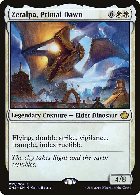 Zetalpa, Primal Dawn, carta Magic di tipo Legendary Creature — Elder Dinosaur illustrata da Chris Rallis